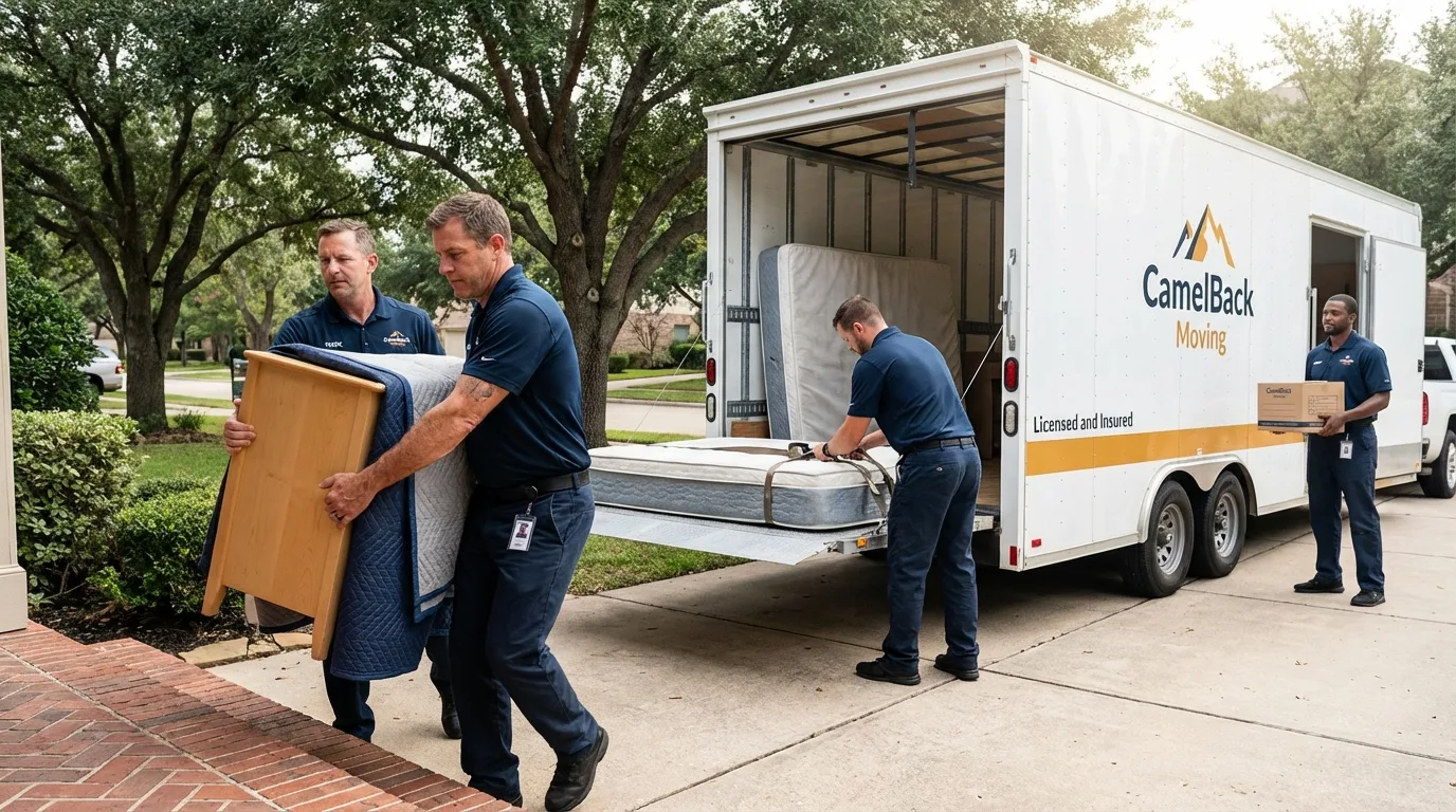 Crew loading residential truck for cross-state move from Warrenton, VA