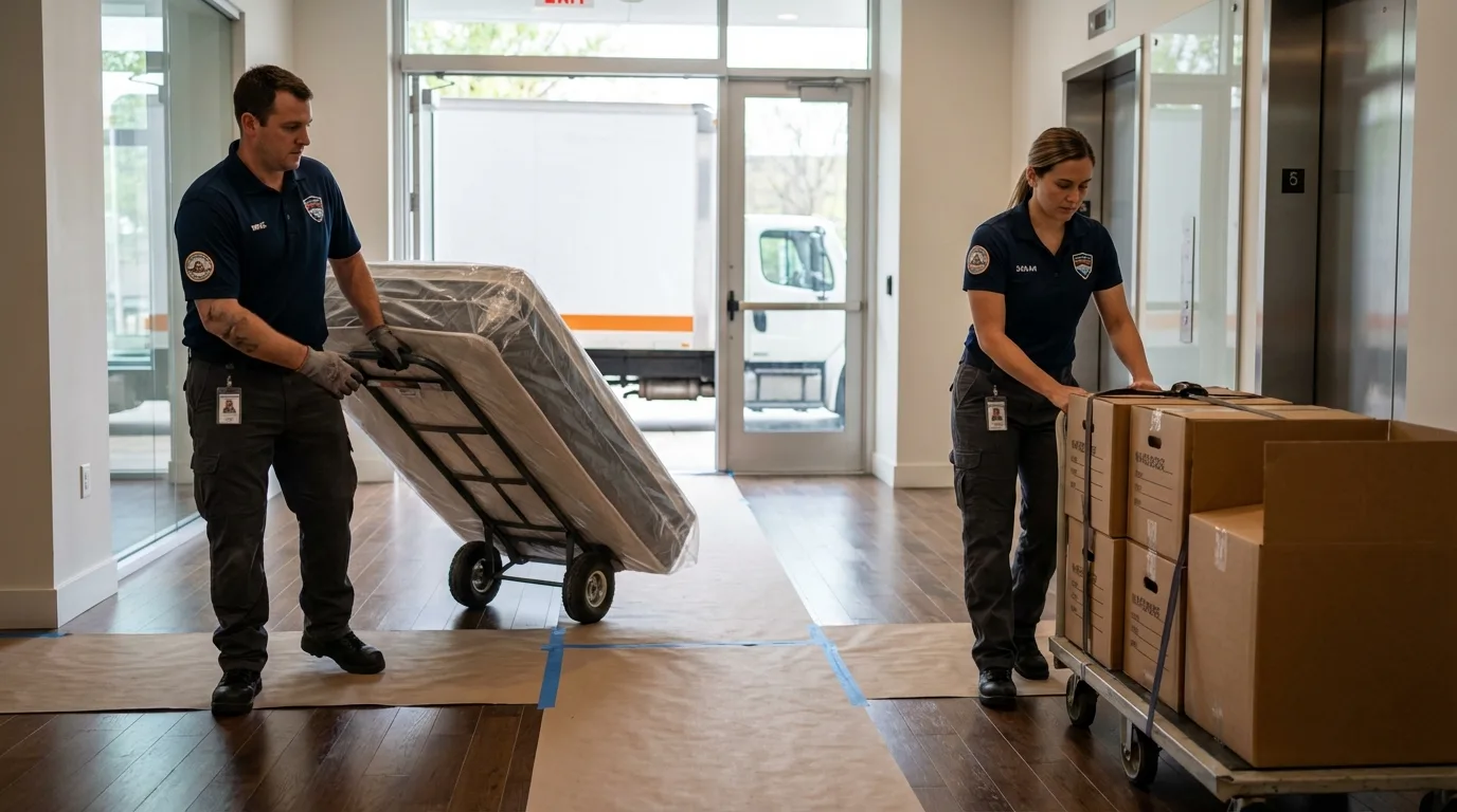 Professional apartment movers loading elevator in Warrenton, VA
